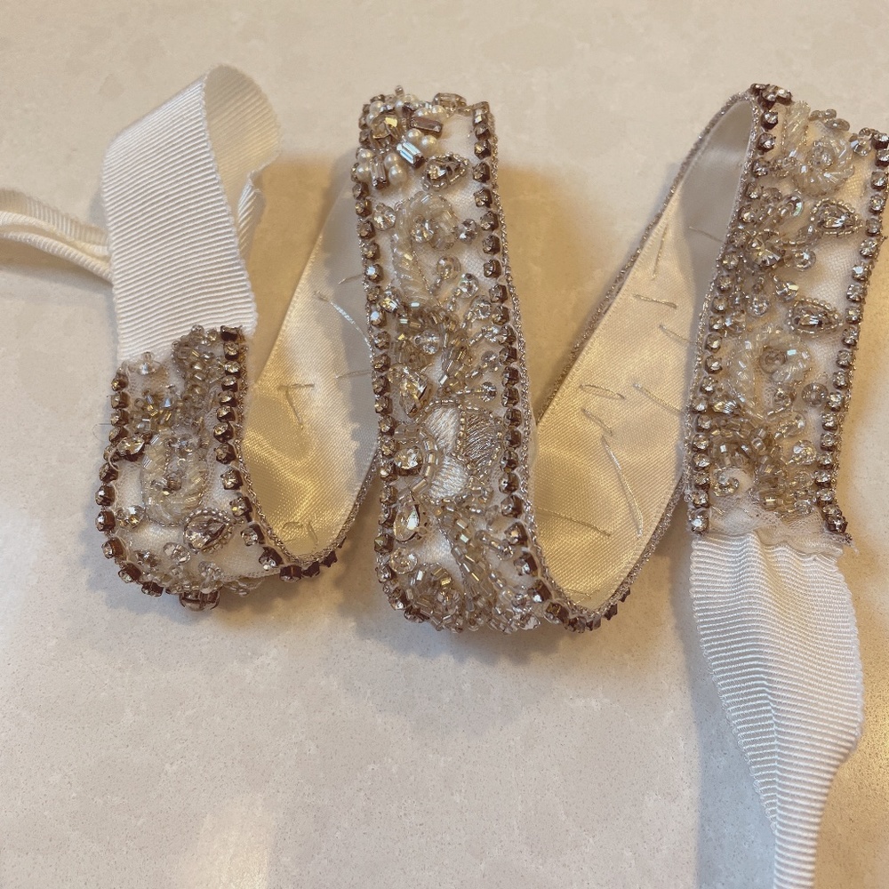 Designer, beaded bridal/wedding sash/belt